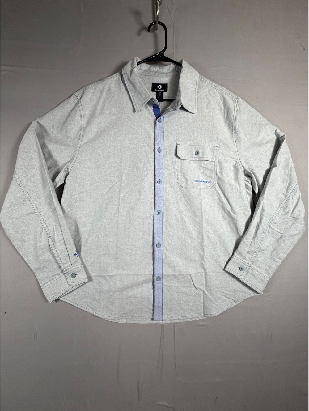 Converse Men’s Gray Long Sleeve Button Down Shirt Size M